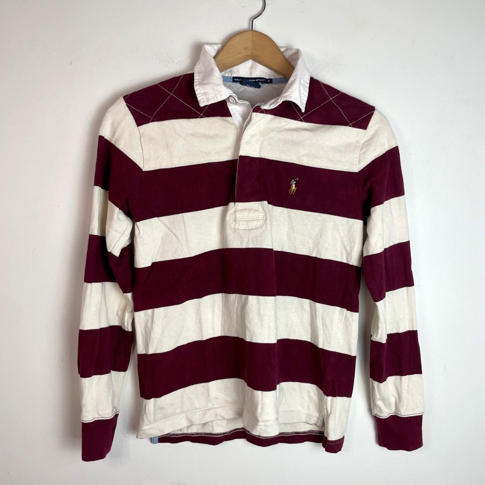 Ralph Lauren Sport Striped Rugby Shirt Medium Vintage 90s Blokette Preppy